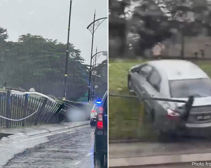 Automobile skids, crashes into gates of Istana Besar Johor