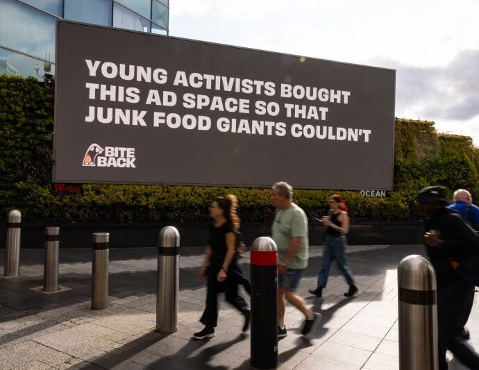 Anti-marketing billboard targets lickety-split-food giants for formative years marketing campaign