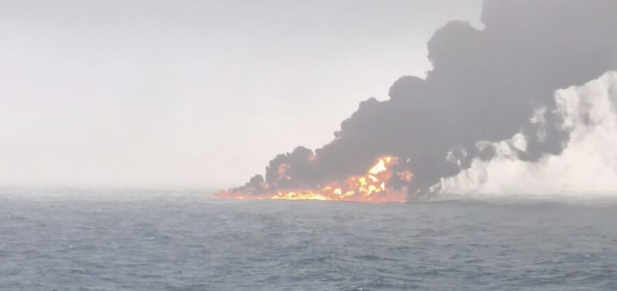 Cargo ship hits a tanker in fiery shatter off England