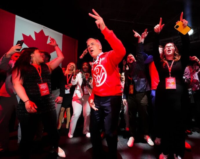 Carney dances to Down With Webster after election accumulate