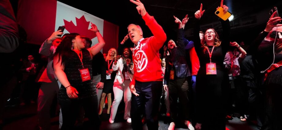Carney dances to Down With Webster after election accumulate