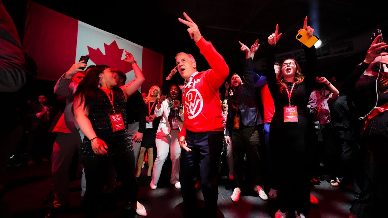 Carney dances to Down With Webster after election accumulate