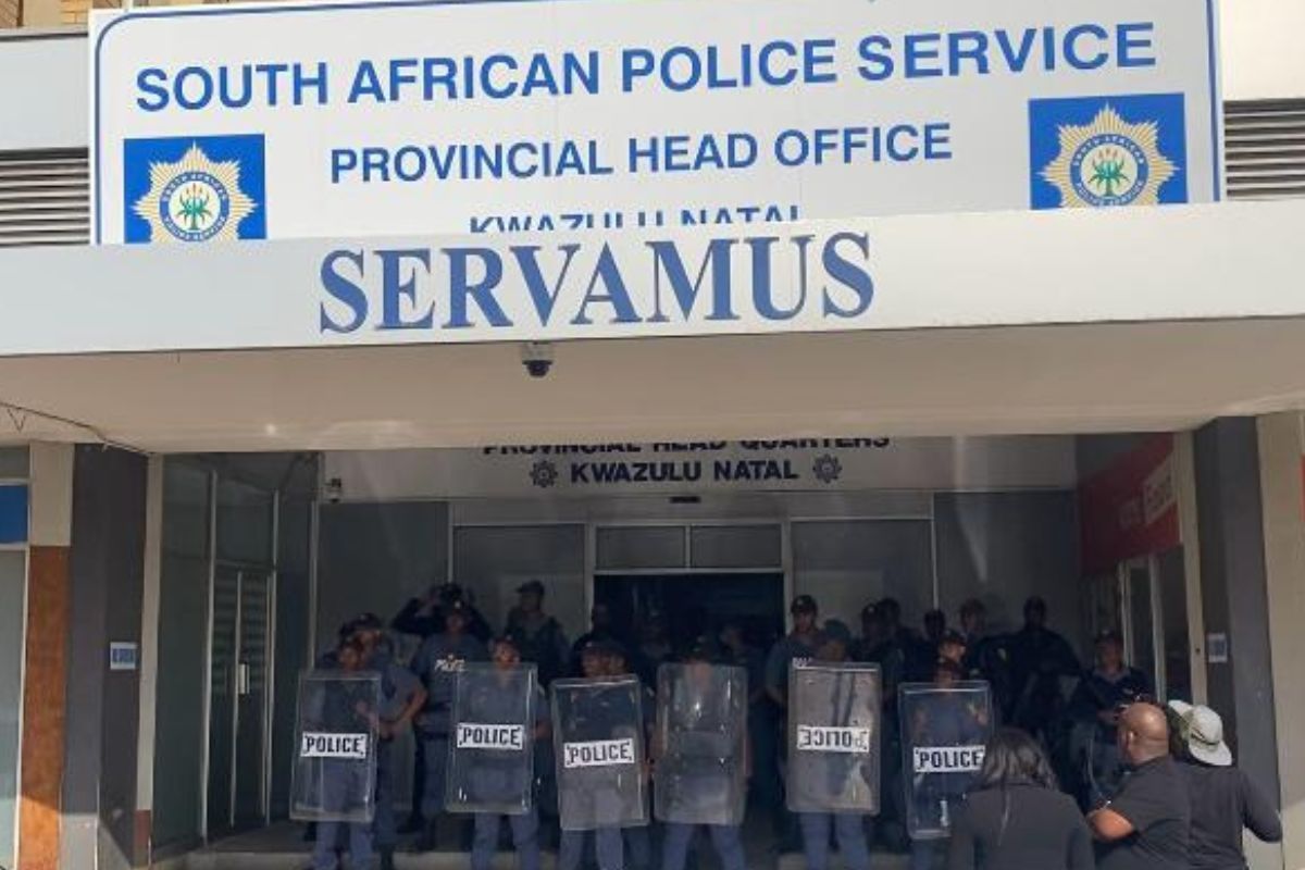 Mkwanazi march turns chaotic as protesters storm SAPS constructing