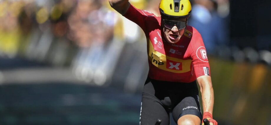 Pogacar crashes but no time loss as Abrahamsen wins